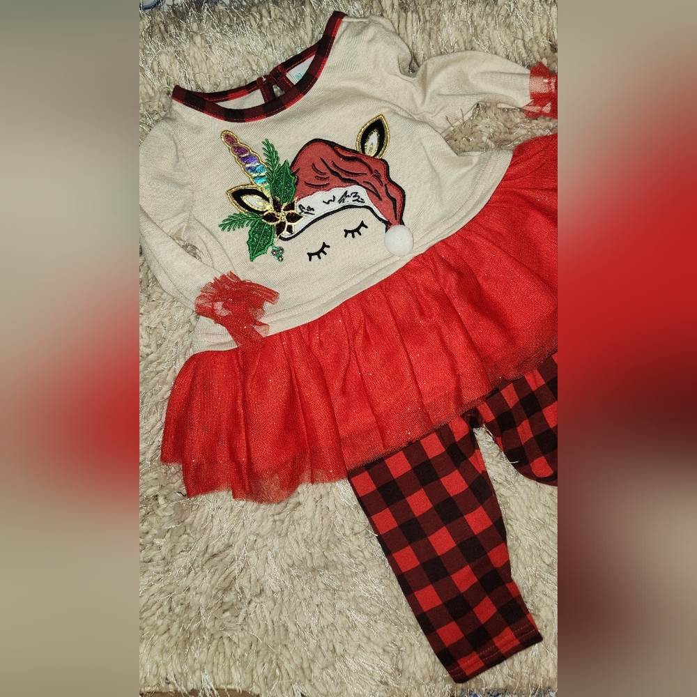 NWT 2pc GIRLS CHRISTMAS LEGGING SET (Size 3-6 Months)